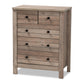 Derek 5-Drawer Chest Modern Rustic Oak Finished Wood Storage Solution for Bedroom or Living Room