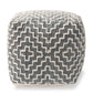 Benjamin Pouf Ottoman - Modern Handwoven Cotton Blend in Grey and Ivory