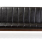 Nikko Sofa Mid-century Modern Scandinavian Style Black Faux Leather Wooden 3-Seater