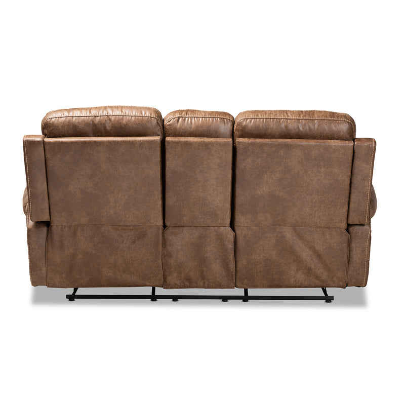 Buckley Reclining Loveseat Modern Light Brown Faux Leather Upholstered 2-Seater with Console for Ultimate Comfort and Style