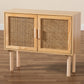 Maclean Mid-Century Modern Sideboard Buffet with Rattan and Natural Brown Wood, Stylish Storage for Dining or Living Room