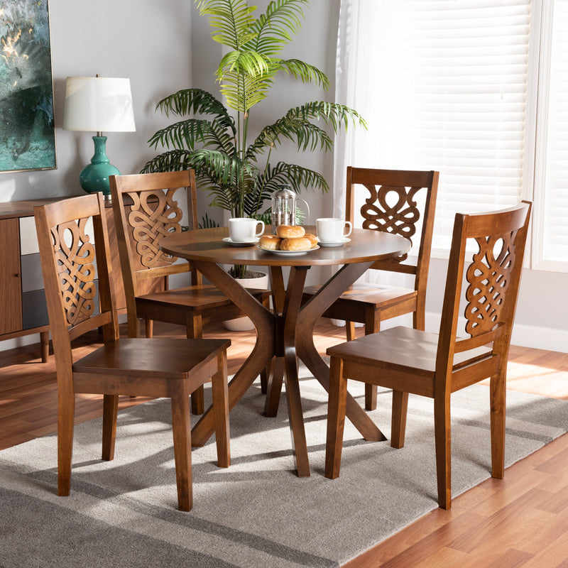 Liese Dining Set Modern and Contemporary Transitional Dark Brown Finished Wood 5-Piece