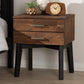 Selena Nightstand Mid-Century Modern Brown Wood 2-Drawer Bedside Table with Storage Solutions