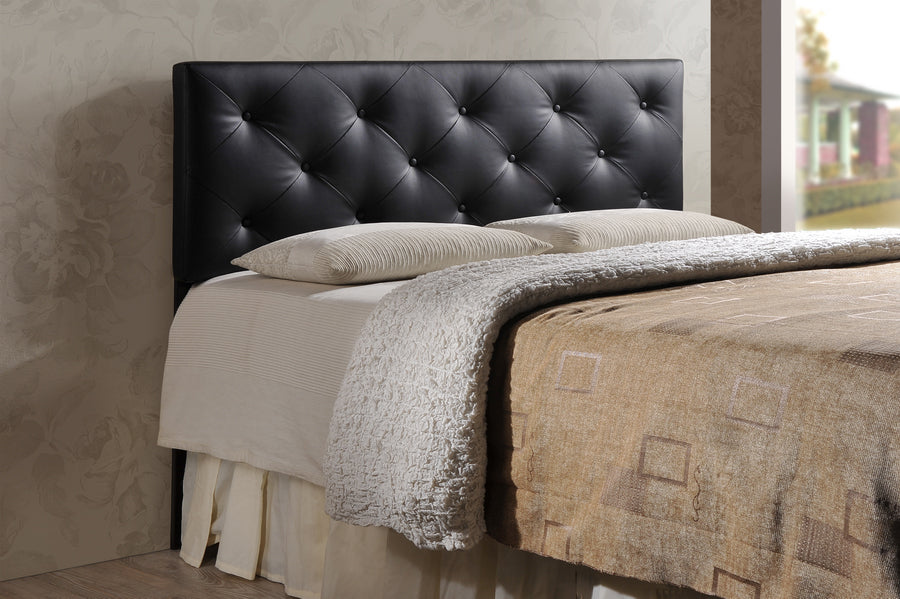 Baltimore Headboard - Modern and Contemporary Full Black Faux Leather Upholstered