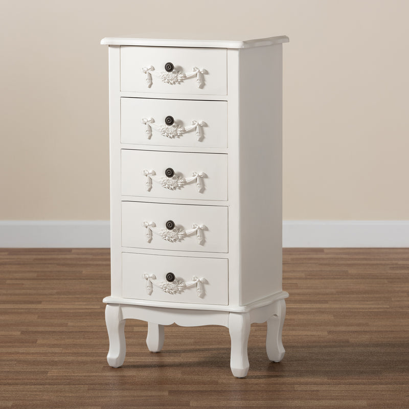 Callen 5-Drawer Chest Classic White Finished Wood Storage Furniture for Bedroom or Living Room