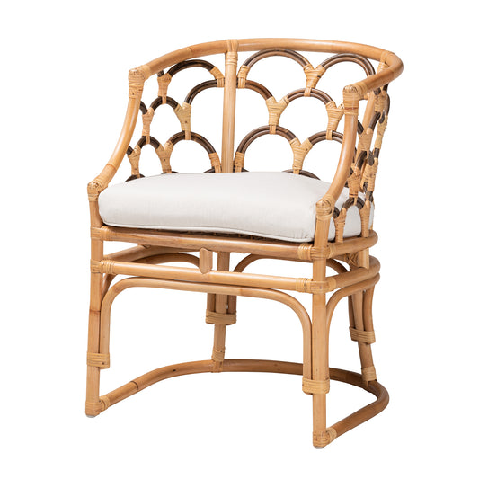 Aster Modern Bohemian Rattan Armchair in Natural Brown - Stylish and Comfortable Seating for Living Room or Patio