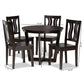 Elodia Dining Set Modern Contemporary Transitional Dark Brown Finished Wood 5-Piece