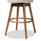 Carra Bar Stool Set Mid-Century Modern Light Beige Fabric Upholstered Walnut-Finished Wood 2-Piece