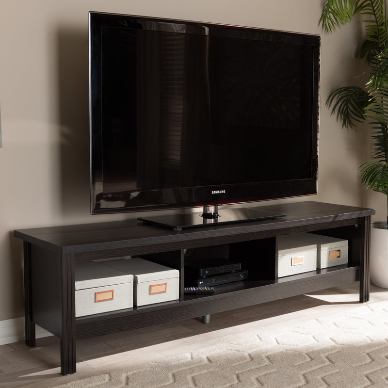 Callie TV Stand Modern Contemporary Wenge Brown Finished Entertainment Center with Storage for Living Room