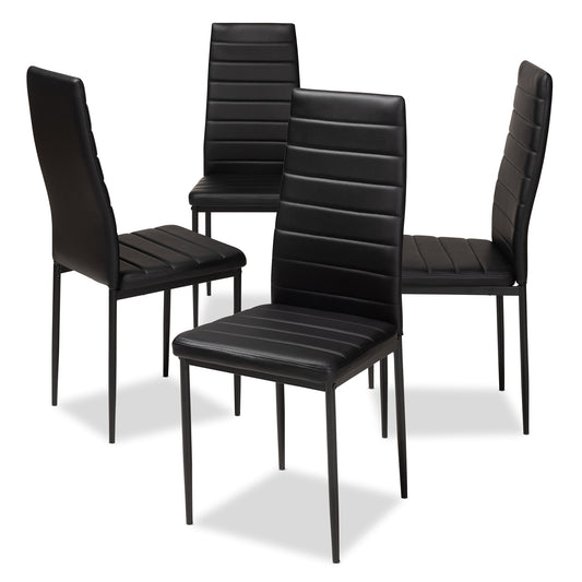 Armand Dining Chair Modern Contemporary Black Faux Leather Upholstered Set of 4