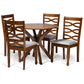 Mila 5-Piece Dining Set - Modern Grey Fabric Chairs with Walnut Brown Finished Wood Table