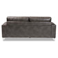 Rayan Loveseat Modern Grey Faux Leather Upholstered with Silver Finished Metal Frame for Stylish Living Room Seating