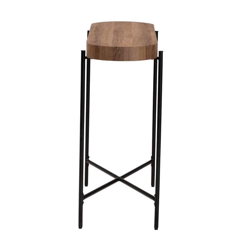 Savion Console Table Modern Industrial Design with Walnut Brown Wood and Black Metal Frame