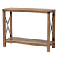 Rumi Modern Farmhouse Console Table Natural Brown Wood with Black Metal Accents for Stylish Entryway or Living Room Decor