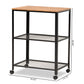 Verna Kitchen Serving Cart Vintage Rustic Industrial Design with Black Metal and Oak Brown Wood for Stylish Home Dining