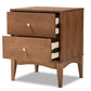 Landis Mid-Century Modern Nightstand Ash Walnut Finished Wood with 2 Drawers for Stylish Bedroom Storage