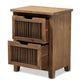 Clement Rustic Transitional End Table Medium Oak Finished Wood with 2 Drawers and Spindle Design