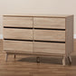 Miren Mid-Century Modern Dresser with 6 Drawers in Light Oak and Dark Grey for Stylish Bedroom Storage