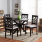 Elena Dining Set Modern and Contemporary Grey Fabric Upholstered with Dark Brown Finished Wood 5-Piece