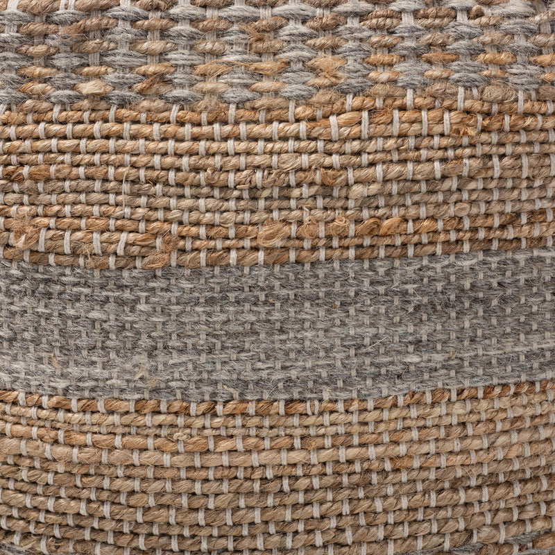 Grange Handwoven Hemp Pouf Ottoman Moroccan Inspired Natural and Grey Design for Stylish Home Decor and Comfortable Seating