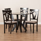 Reagan 5-Piece Dining Set Modern Sand Fabric Upholstered Chairs with Dark Brown Finished Wood Table