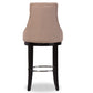 Harmony Bar Stool - Modern Beige Fabric Upholstered Design with Button-Tufting and Metal Footrest