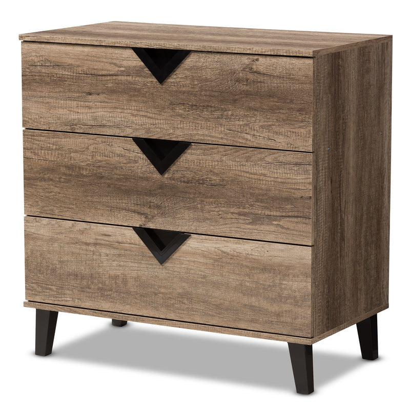 Wales Modern 3-Drawer Chest in Light Brown Wood - Stylish Storage for Contemporary Bedrooms and Living Spaces