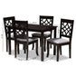 Mael Dining Set Modern Contemporary Grey Fabric Upholstered Espresso Brown Finished 5-Piece Wood