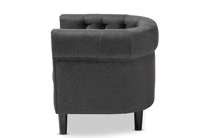 Bisset Classic Gray Fabric Upholstered Chesterfield Chair - Elegant Home Furniture with Timeless Style and Comfortable Seating