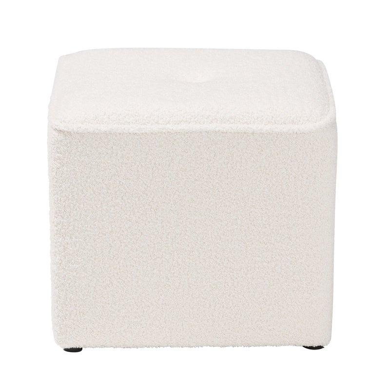 Isaiah Modern Ottoman Contemporary Ivory Boucle Upholstered Footrest for Stylish Living Spaces