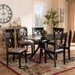 Sanne 7-Piece Dining Set Modern Sand Fabric Upholstered Chairs with Dark Brown Finished Wood Table