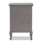 Capucine End Table Antique French Country Cottage Style Grey Finished Wood with 3 Storage Drawers