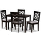 Henry Dining Set Modern Contemporary Grey Fabric Upholstered Dark Brown Finished Wood 5-Piece