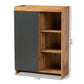 Caspian Modern Shoe Cabinet in Two-Tone Grey and Oak Brown Finished Wood for Stylish Storage Solutions