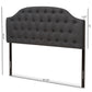 Windsor Queen Size Headboard Modern Dark Grey Fabric Upholstered with Scalloped Button Design and Tufting