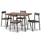 Mave 5-Piece Dining Set in Modern Contemporary Style with Walnut Wood and Black Metal Accents