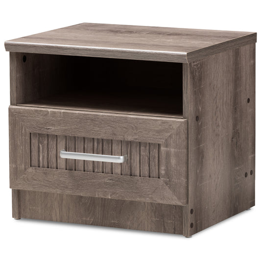 Gallia Nightstand Modern Oak Brown Finished 1-Drawer Bedside Table with Storage