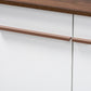 Mette Mid-Century Modern Shoe Cabinet - Two-Tone White and Walnut 5-Shelf Wood Storage Solution for Shoes and Accessories