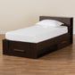 Carlson Twin Size Platform Storage Bed - Modern Espresso Brown Wood with 3 Drawers for Organized Living