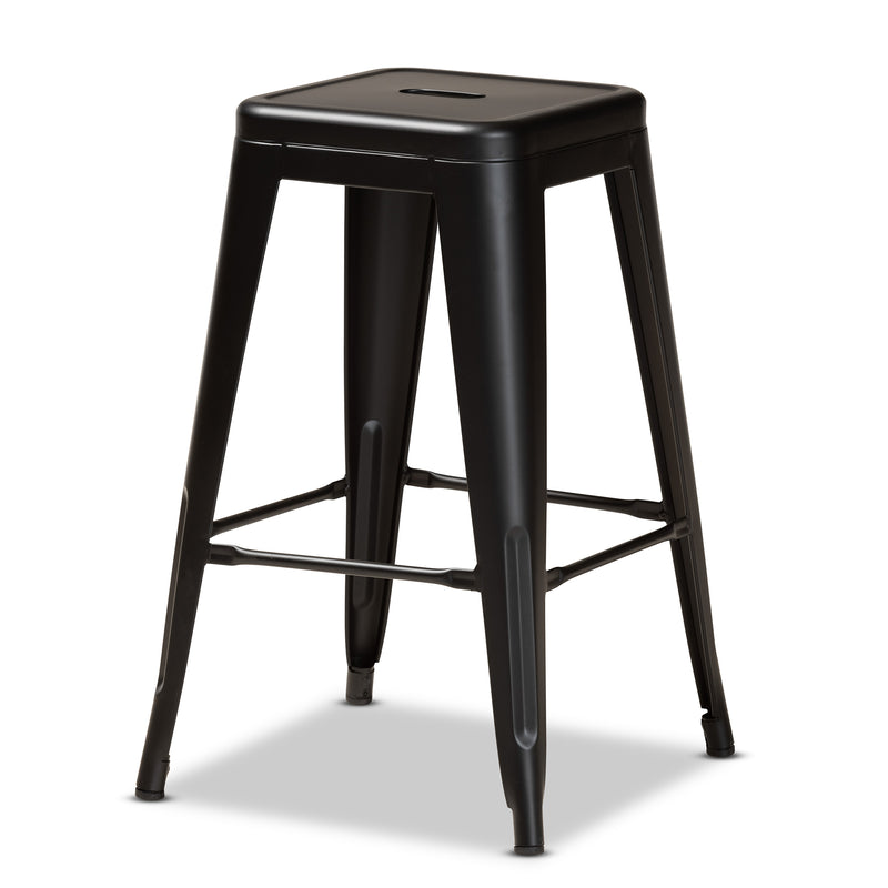 Horton Counter Stool Set Modern and Contemporary Industrial Black Finished Metal 4-Piece