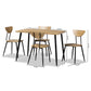 Gianetta 5-Piece Dining Set in Mid-Century Modern Style with Oak Brown Wood and Black Metal Accents