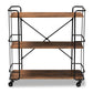 Neal Bar and Kitchen Serving Cart Rustic Industrial Style Black Metal Frame Walnut Finished Wood Top