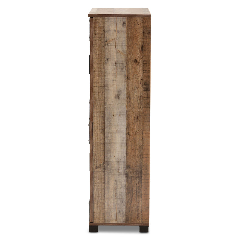 Cyrille Shoe Cabinet Modern Farmhouse Style with Rustic Wood Finish and 4 Doors for Ample Storage