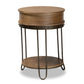 Kellyn End Table Vintage Rustic Industrial Design with Oak Brown Wood and Black Metal, Featuring 1 Storage Drawer