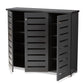 Adalwin Modern Dark Gray Wooden Shoe Storage Cabinet with 3 Doors for Entryway Organization and Stylish Home Décor