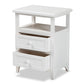 Karsen End Table - Modern White Finished Wood Design with 2 Drawers for Stylish Storage