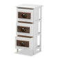 Fanning Modern 3-Drawer Storage Unit in Two-Tone White and Walnut Brown Finished Wood for Stylish Organization