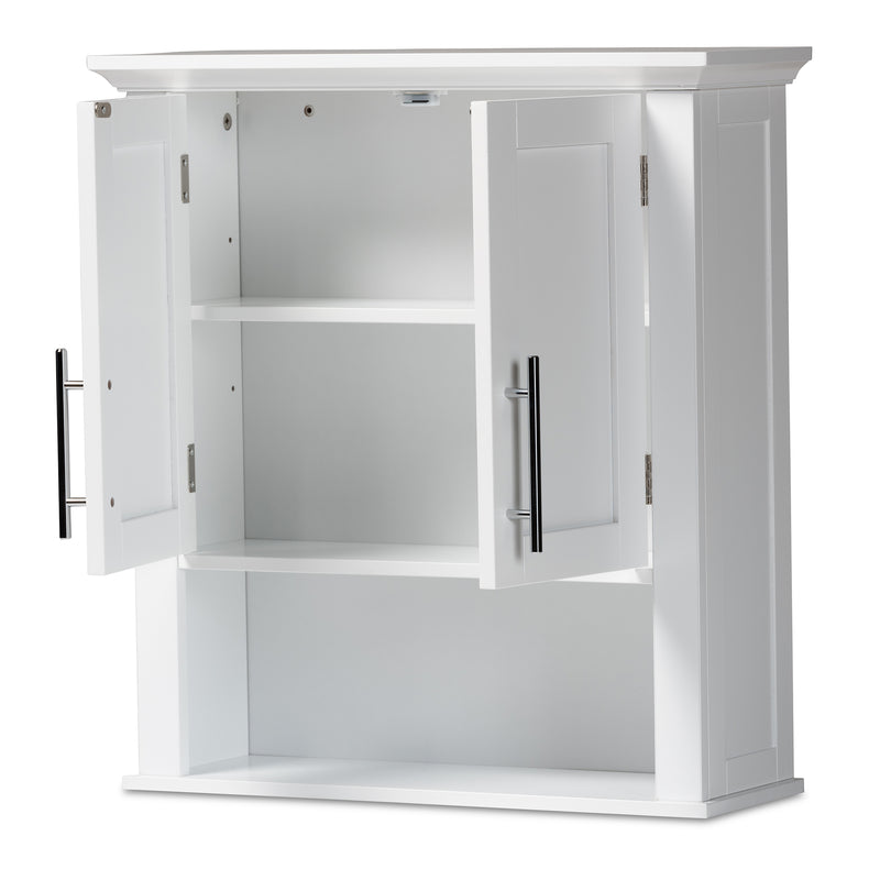 Turner Bathroom Wall Storage Cabinet Modern White Finished Wood 2-Door Design for Stylish Organization and Space-Saving Solutions