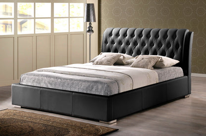 Bianca Black Modern Bed - Tufted Headboard