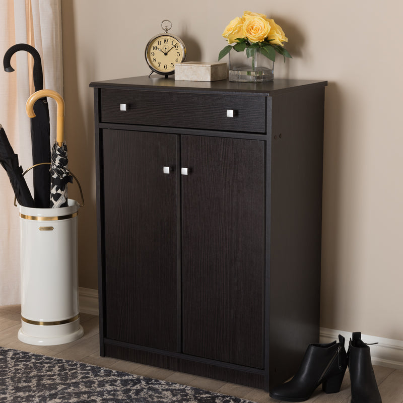 Dariell Shoe Cabinet in Modern Wenge Brown Finish for Stylish Storage Solutions